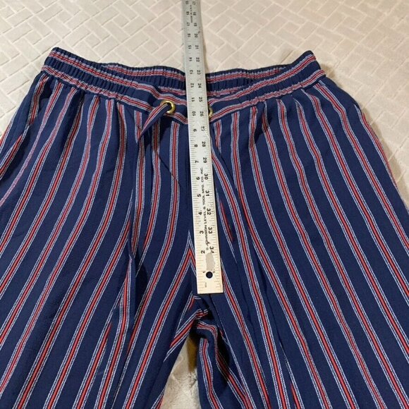 Michael Kors Womens Large Pants Blue Red Striped Relaxed Wide Leg Patriotic - Picture 7 of 12